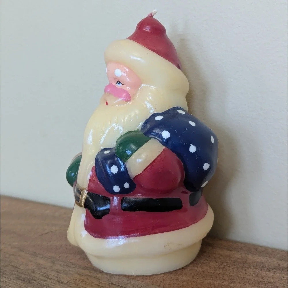 Vintage Santa Claus Molded Wax Figure Candle 5.5